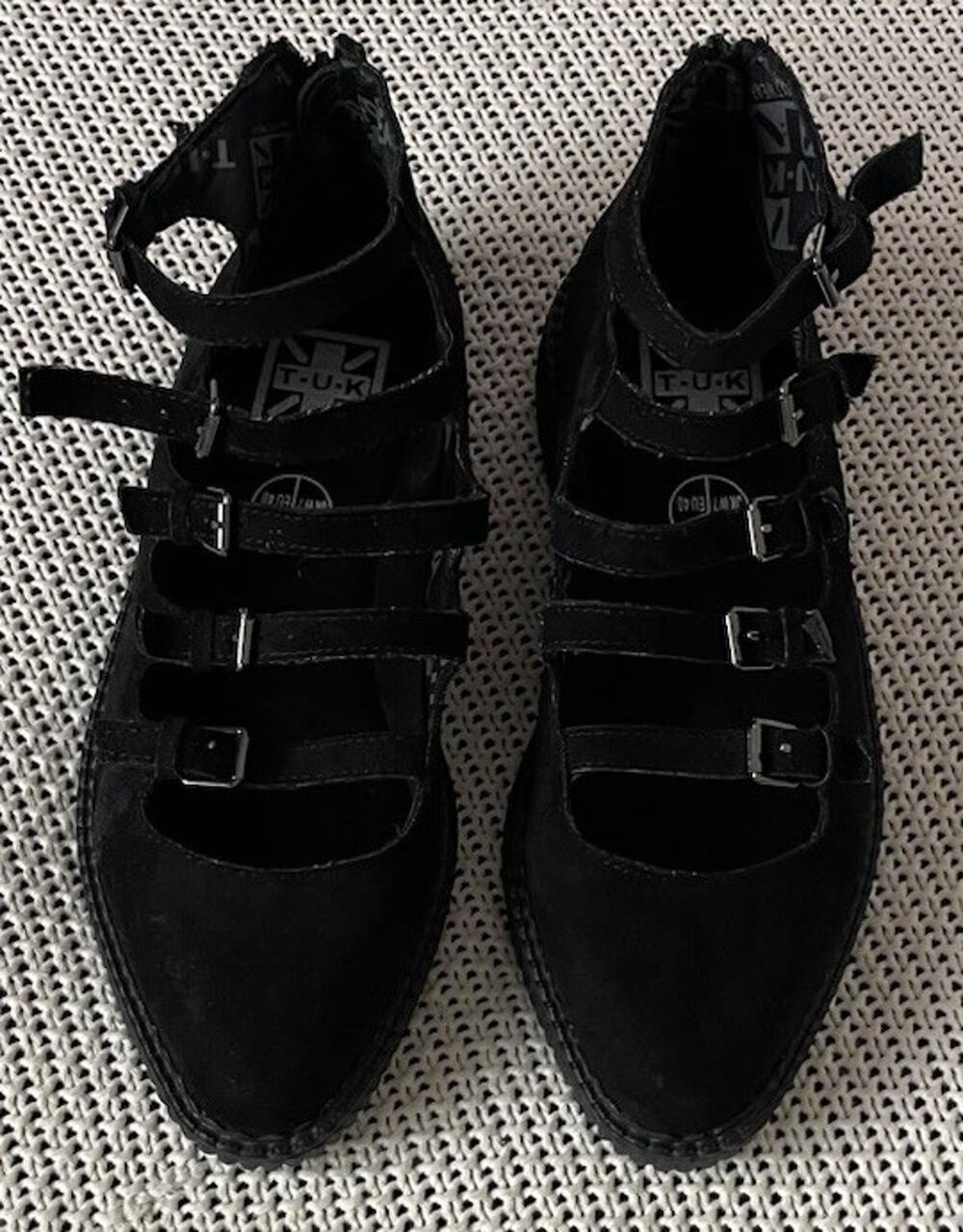 T.U.K. MULTI-STRAP BLACK SHOES - SIZE 9 NEW